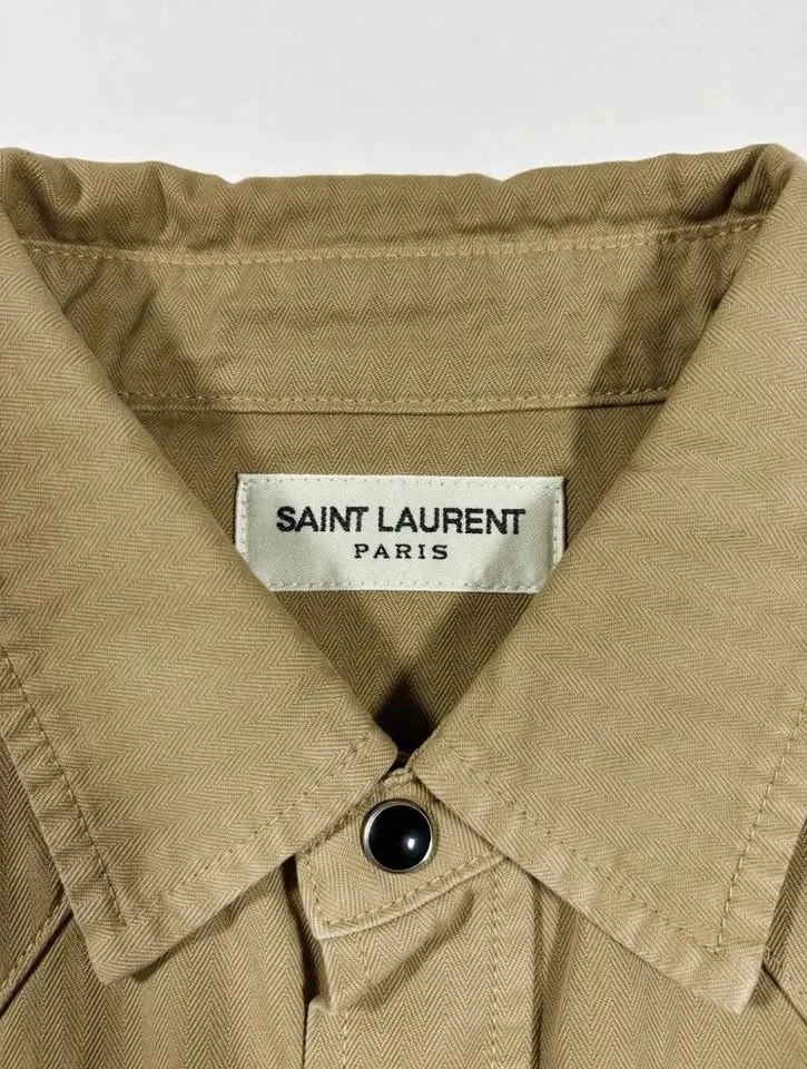 SAINT LAURENT Western Shirt Green Herringbone XL image indicator(5)