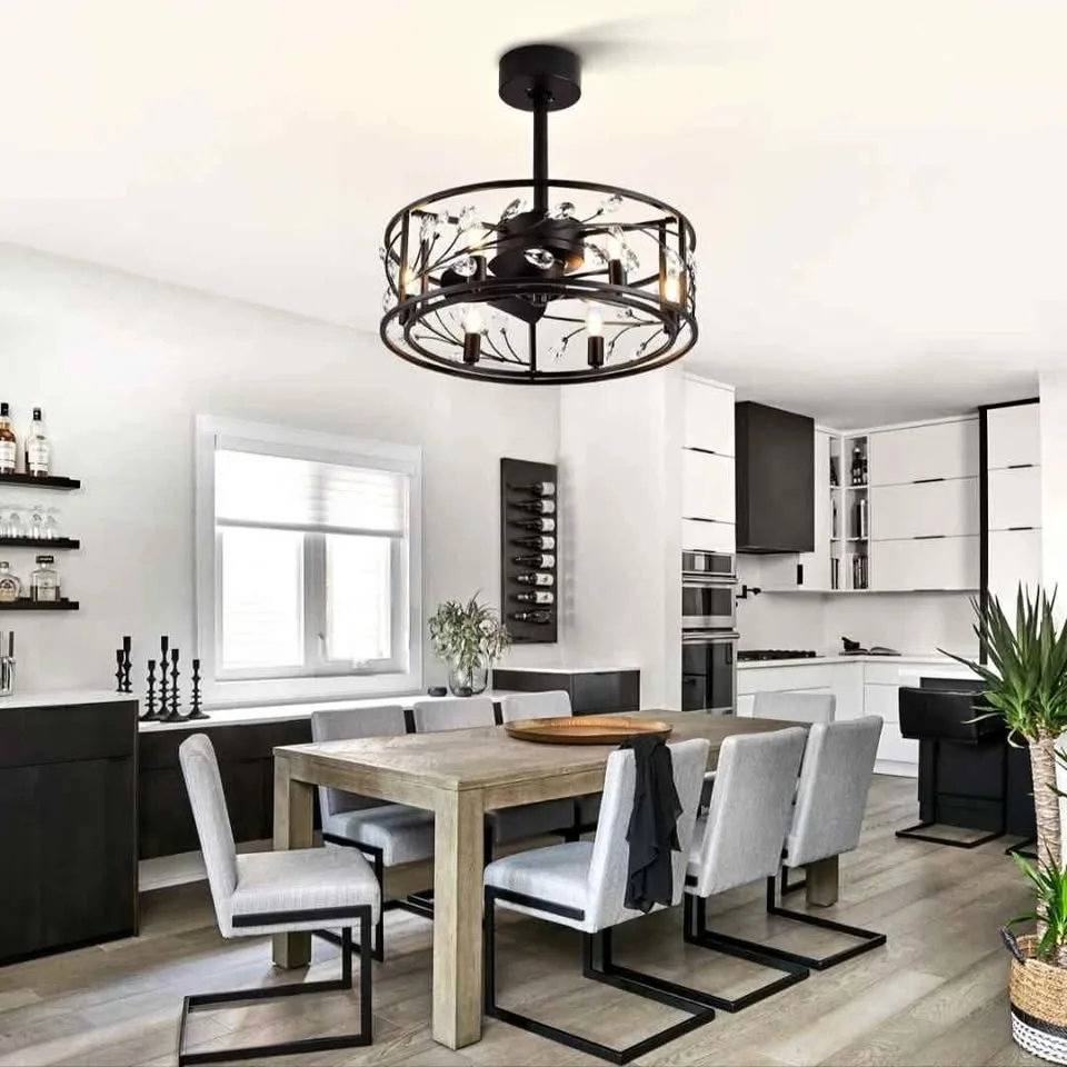 NEW Sylvia 20'' Caged Chandelier with FAN and remote