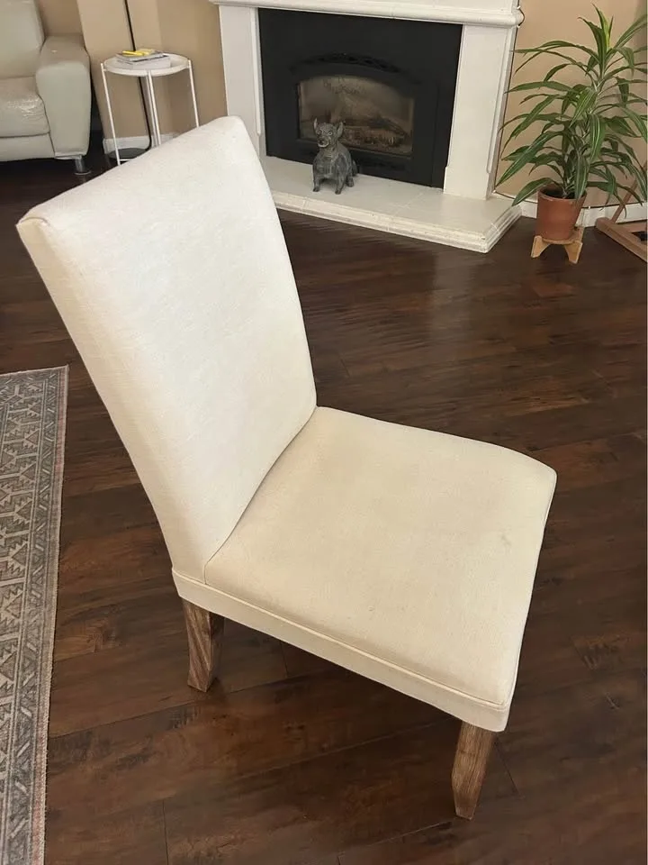 Fabric and wood dinner chairs image indicator(2)