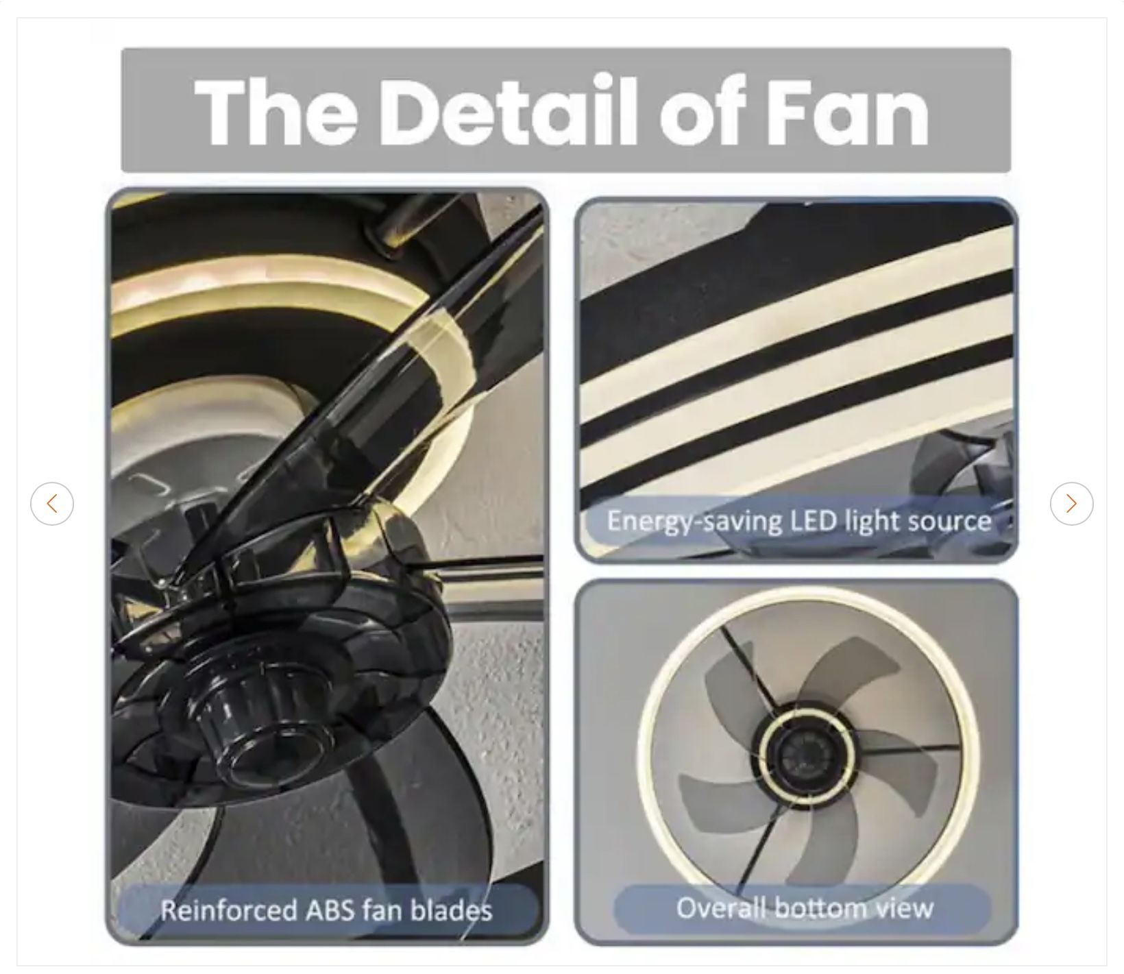 19.69 in. Indoor Black Modern Low Profile Ceiling Fans - New - photo 2