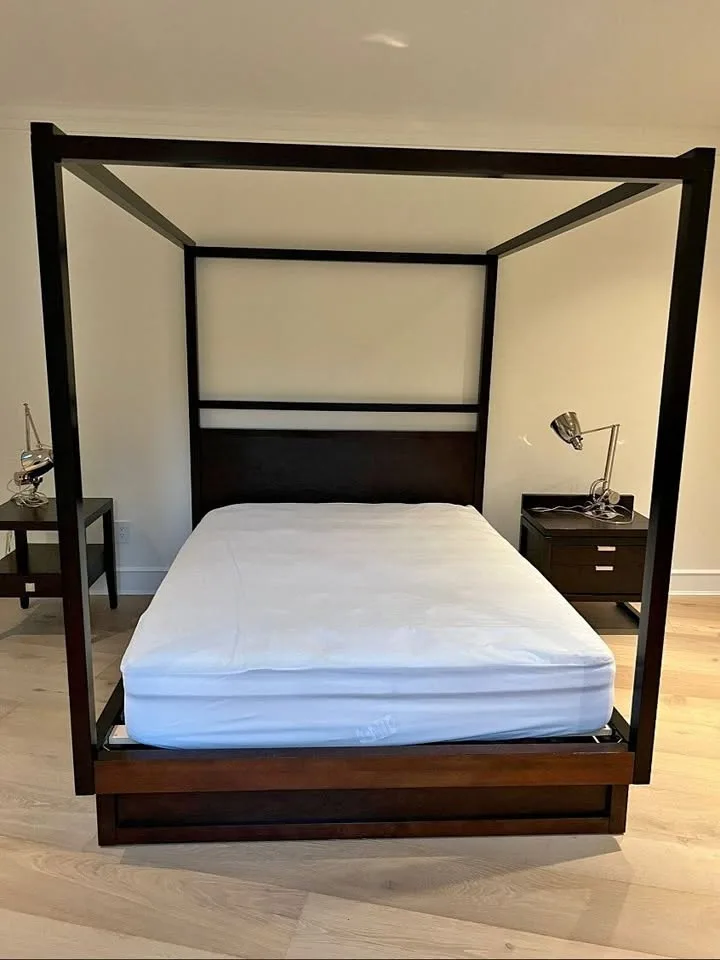 Bed Frame Queen - Solid Wood + 2 Storage Drawers