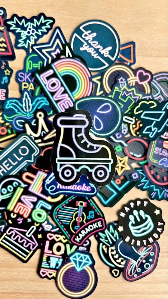 Pack of 50 Cute Pastel Neon Lights Stickers