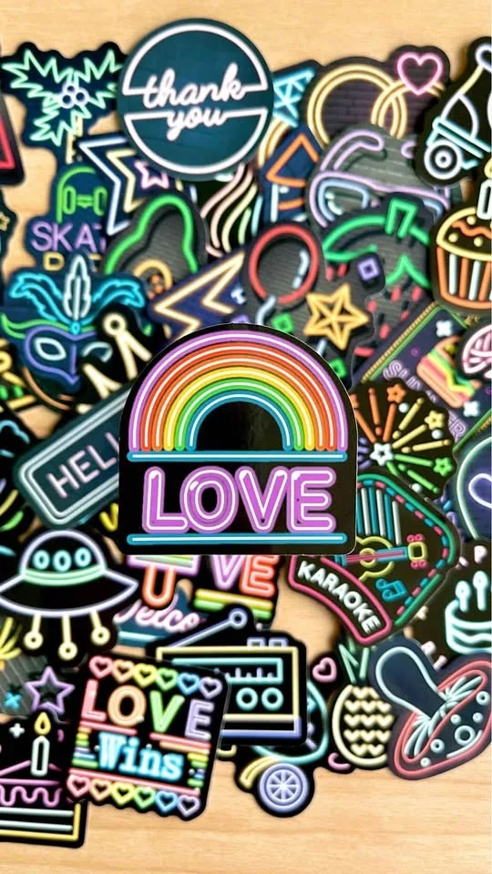 Pack of 50 Cute Pastel Neon Lights Stickers image indicator(2)
