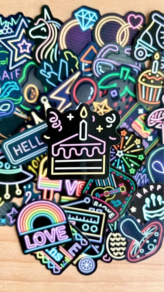 Pack of 50 Cute Pastel Neon Lights Stickers image indicator(3)