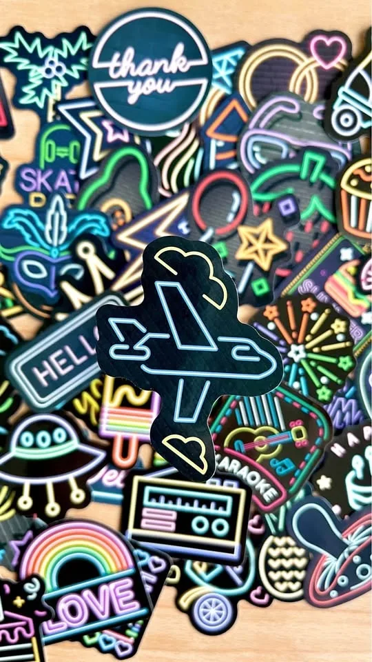 Pack of 50 Cute Pastel Neon Lights Stickers image indicator(5)