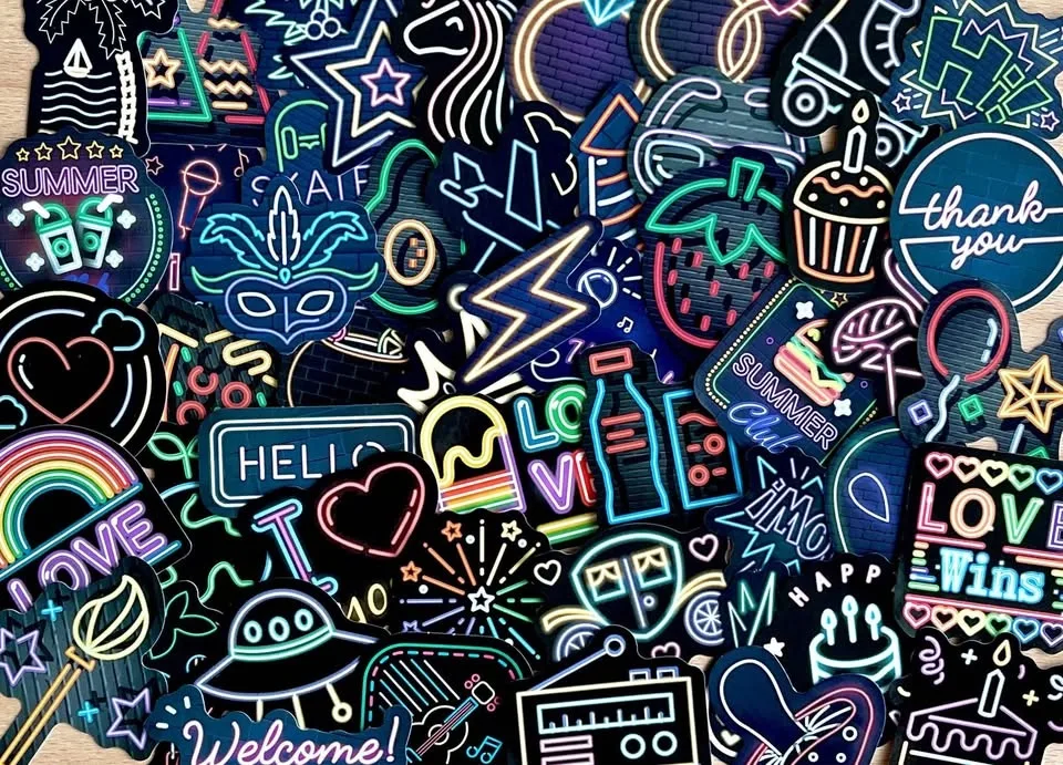 Pack of 50 Cute Pastel Neon Lights Stickers image indicator(6)