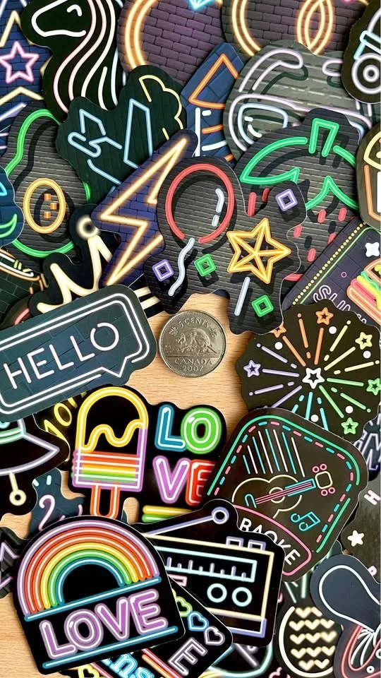 Pack of 50 Cute Pastel Neon Lights Stickers image indicator(7)