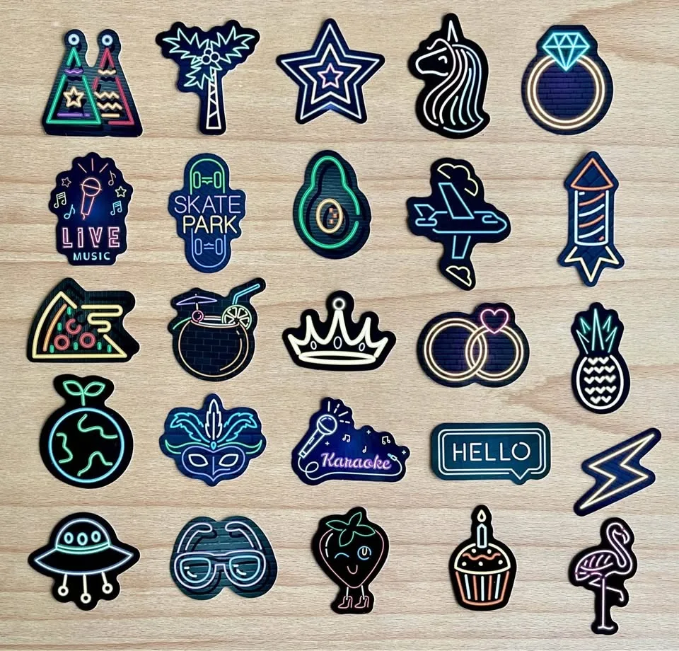 Pack of 50 Cute Pastel Neon Lights Stickers image indicator(8)