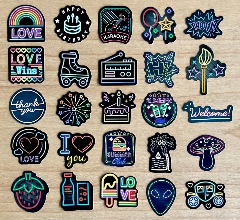Pack of 50 Cute Pastel Neon Lights Stickers image indicator(9)