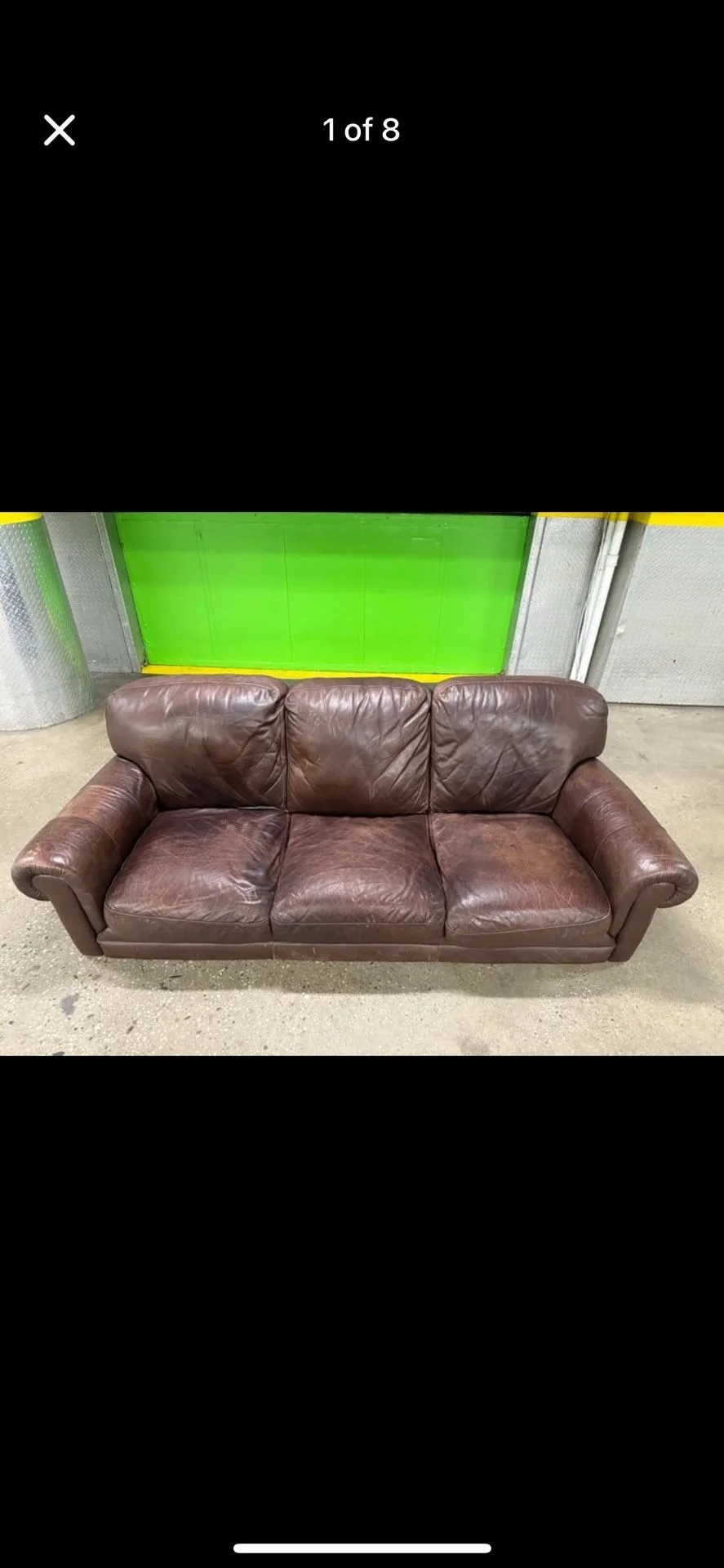 Distressed Brown Leather Sofa - 3 Seater (Natuzzi Style)