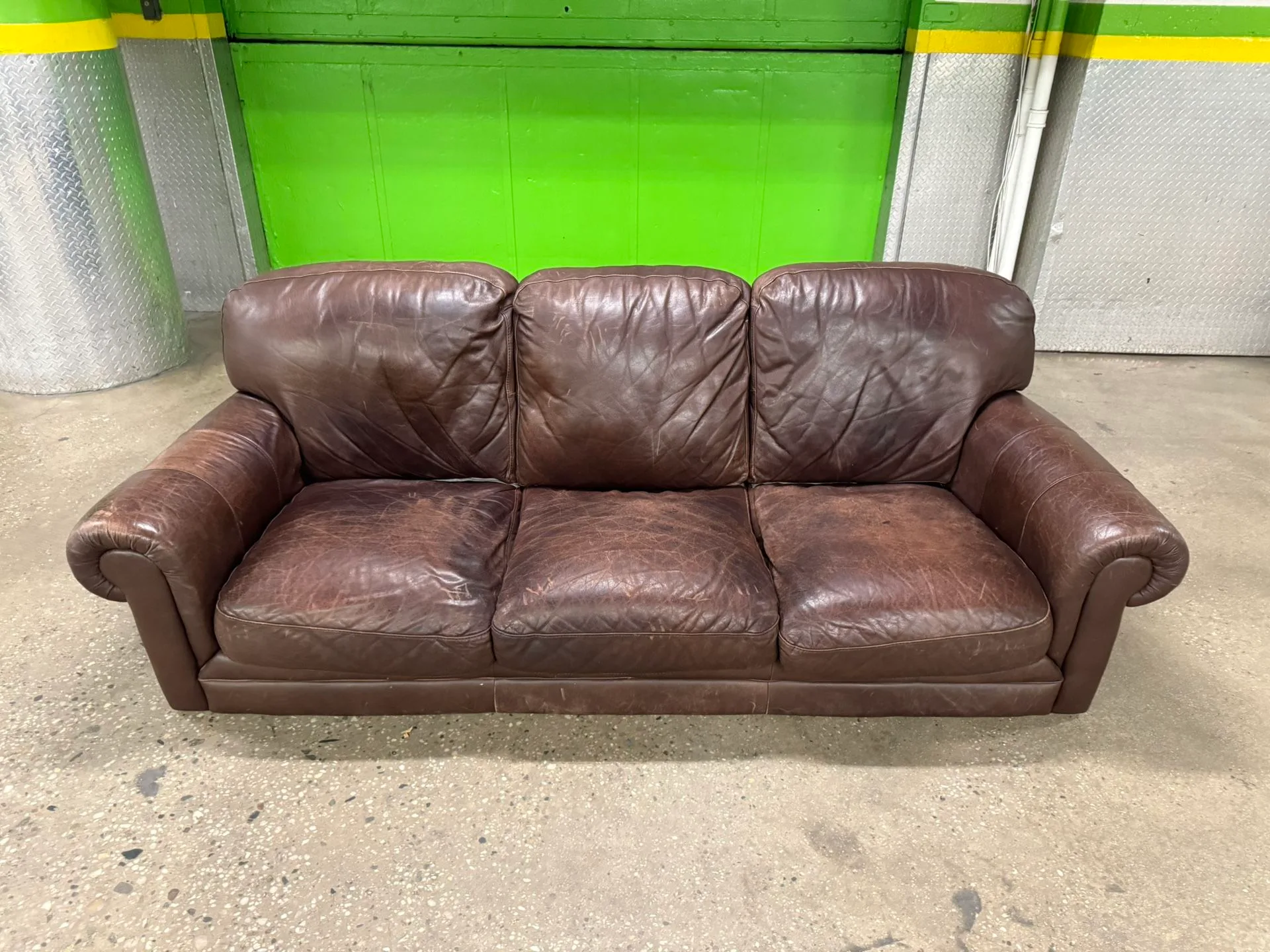 Distressed Brown Leather Sofa - 3 Seater (Natuzzi Style) image indicator(7)