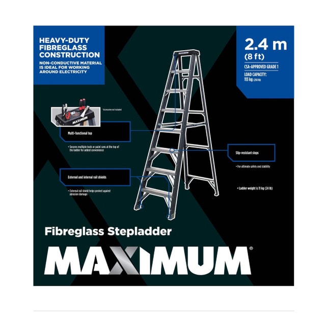 8 foot fibreglass ladder - photo 2