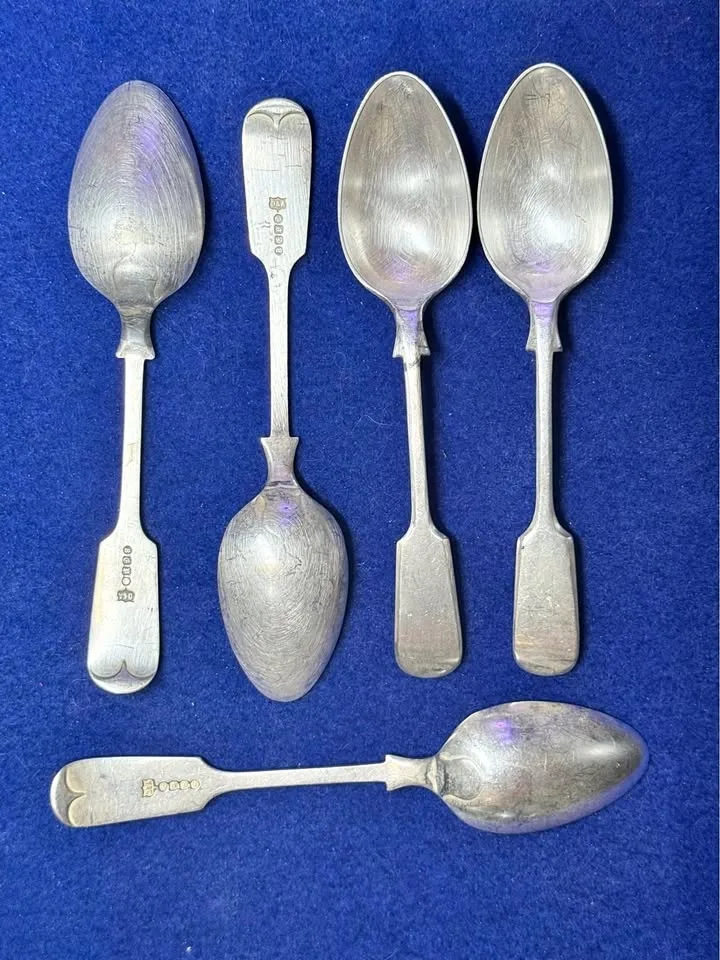 ANTIQUE DANIEL & ARTER TEASPOONS - BIRMINGHAM UK -set of 5