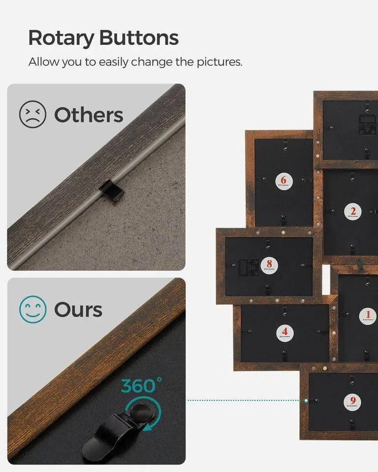 Rustic Brown Wall Frame Set - SONGMICS 4x6 Collage image indicator(3)