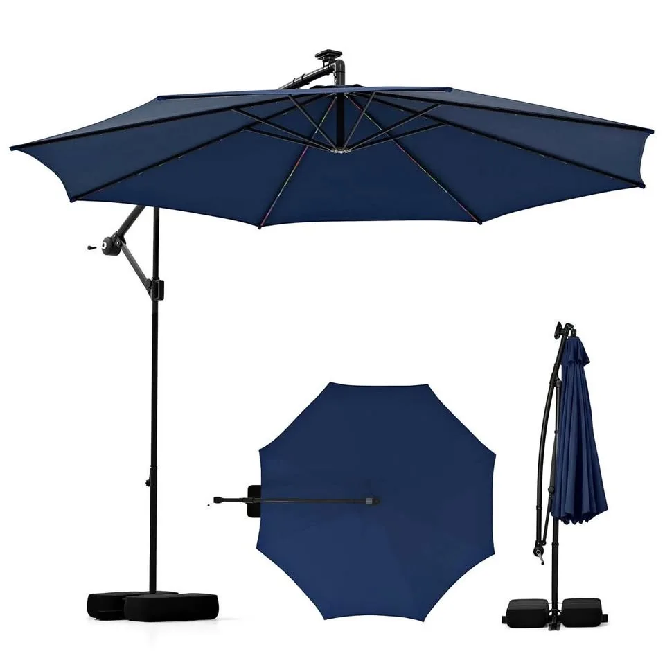 HOMSHADE 10FT Offset Patio Umbrella with Base – Brand New