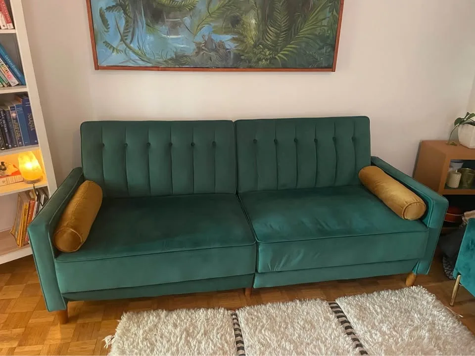 Wayfair Green Velvet futon sofa bed image indicator(2)