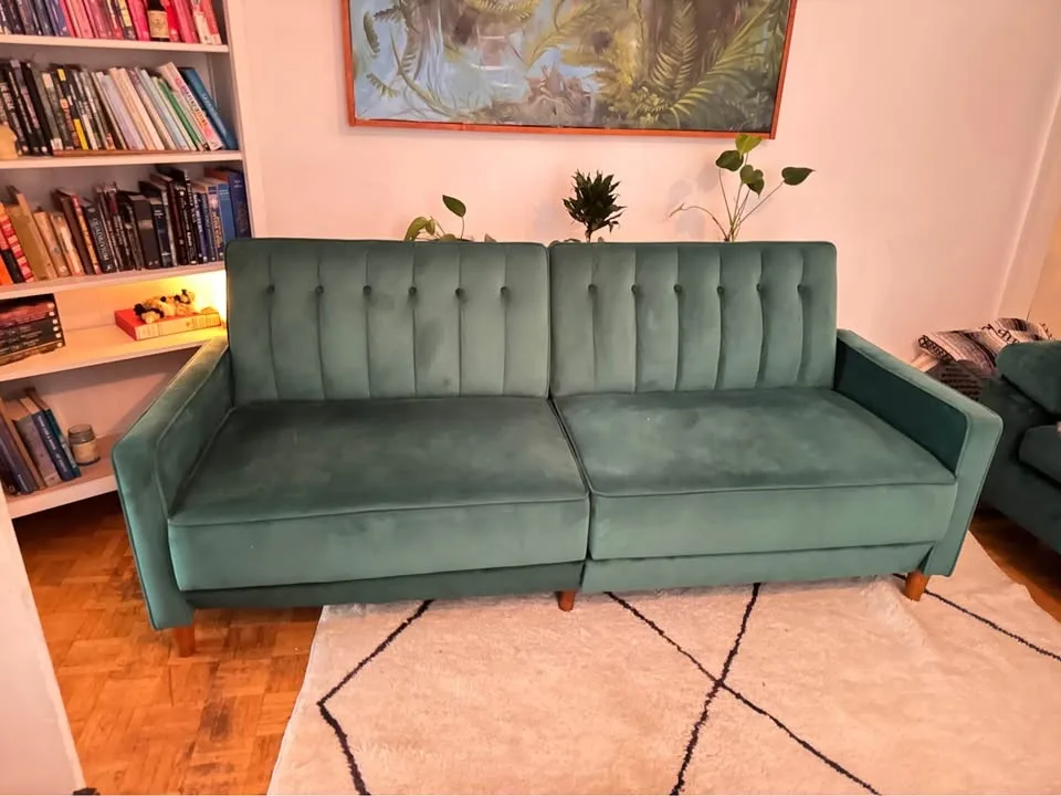 Wayfair Green Velvet futon sofa bed image indicator(3)