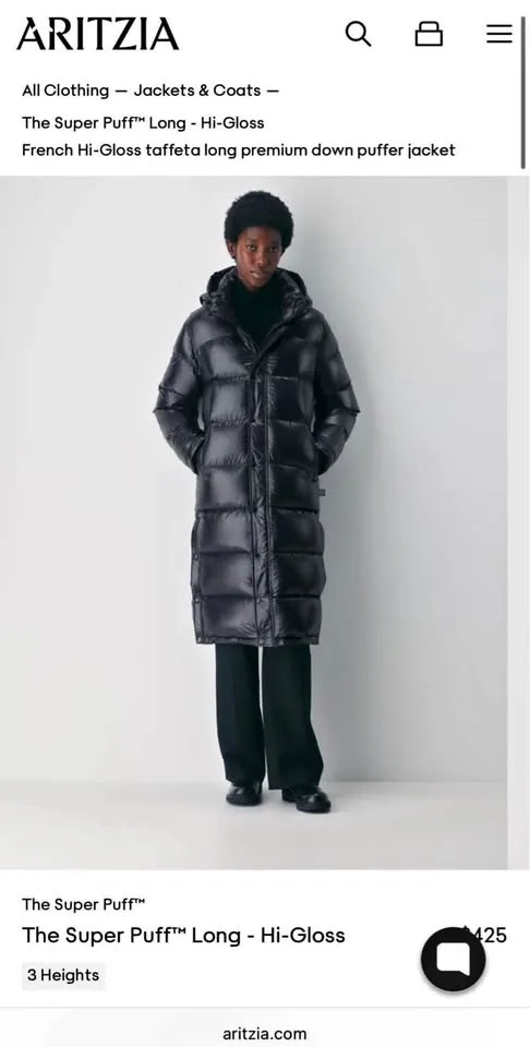 Aritzia Superpuff Hi-Gloss Black 3XS