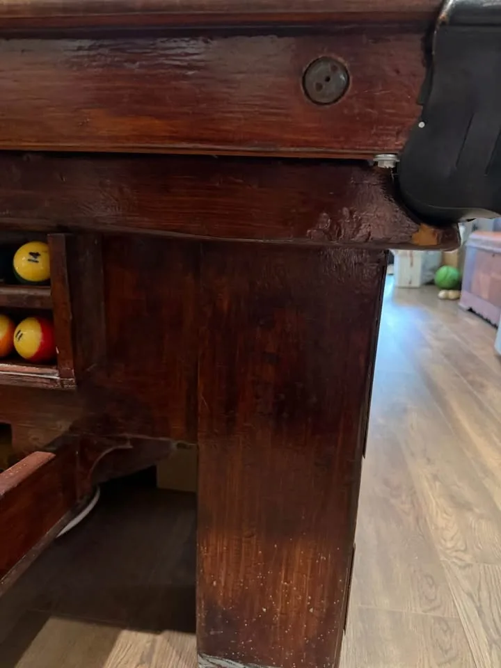 9’ Slate Pool Table - Recently Re-felted Antique Table image indicator(5)