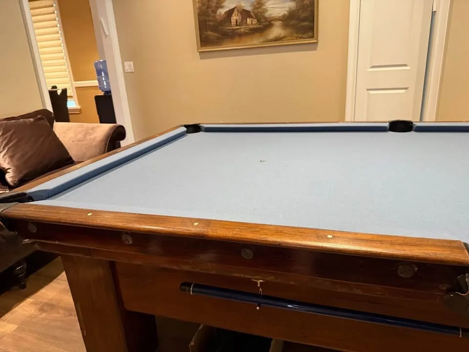 9’ Slate Pool Table - Recently Re-felted Antique Table image indicator(7)