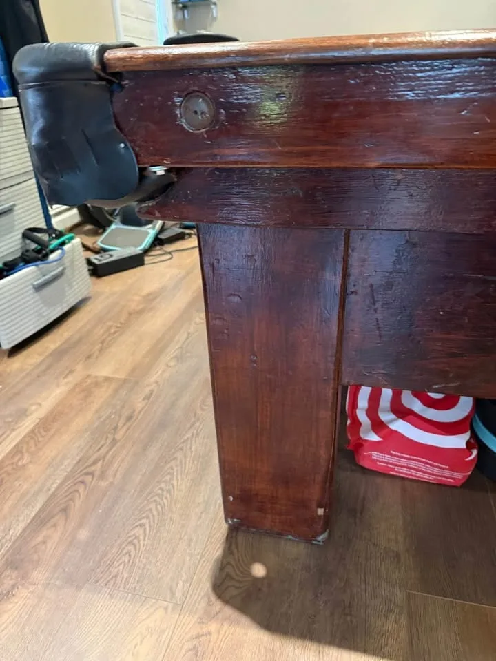 9’ Slate Pool Table - Recently Re-felted Antique Table image indicator(8)