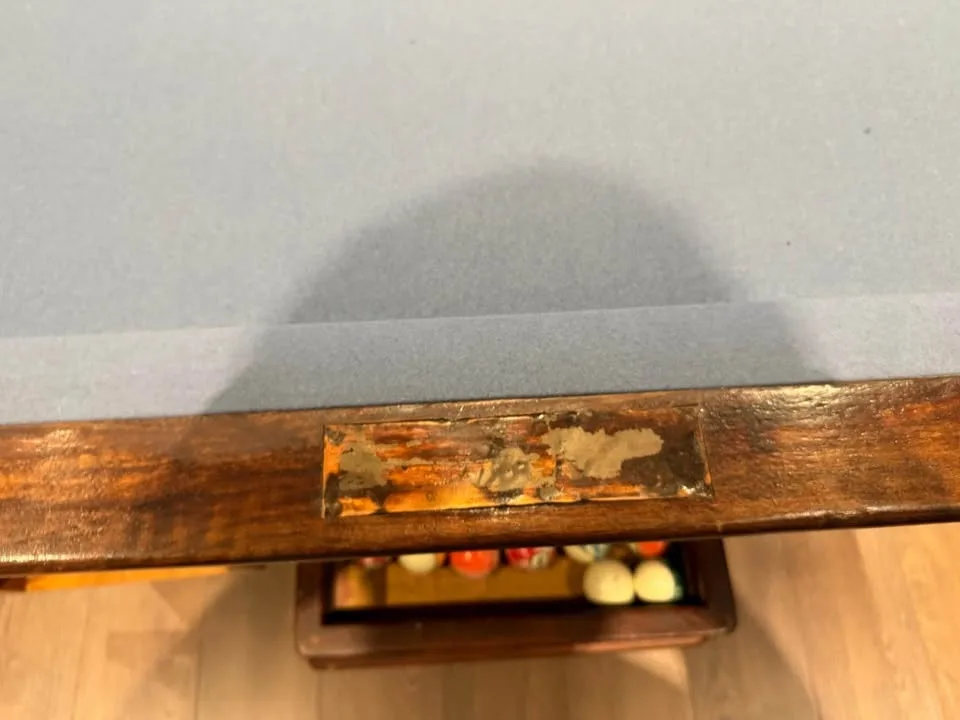 9’ Slate Pool Table - Recently Re-felted Antique Table image indicator(9)