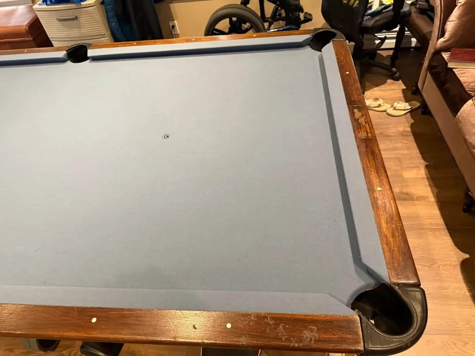 9’ Slate Pool Table - Recently Re-felted Antique Table image indicator(10)