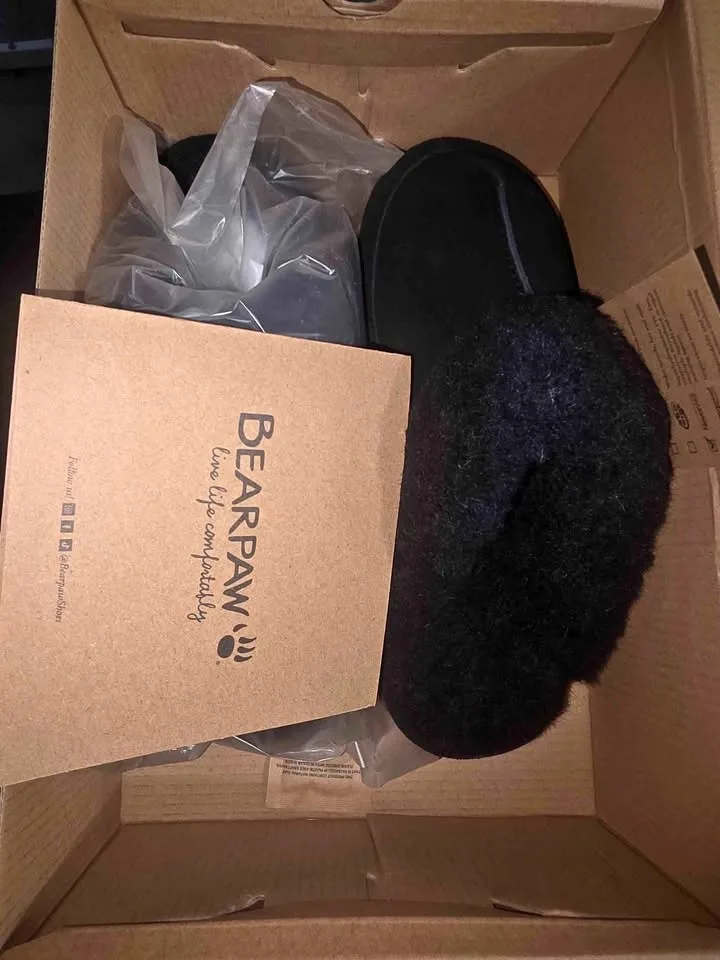 Bearpaw Black Loketta Women’s Slippers Size 7 Brand New With Tag