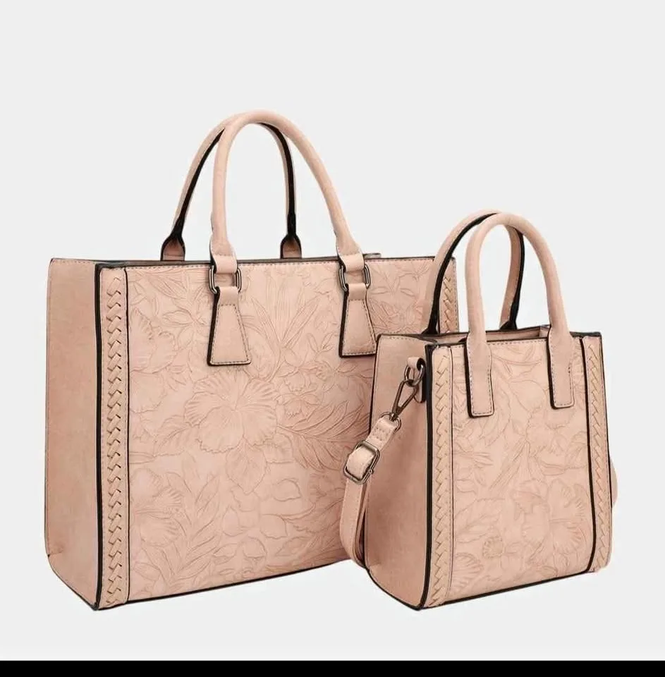 Vera 2 Piece Vegan Leather Tote Bag Set
