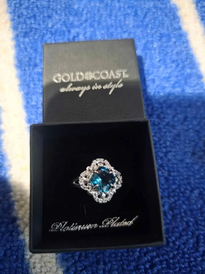 Blue Topaz RING GOLD COAST Size 9 NEW w/ Box image indicator(4)