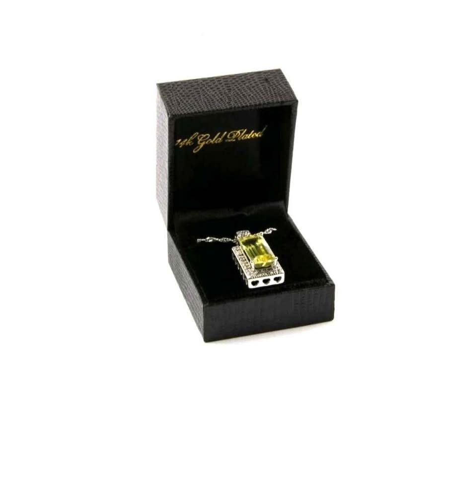 Gold Coast Necklace 14k White Gold Plated Lemon Quartz NIB