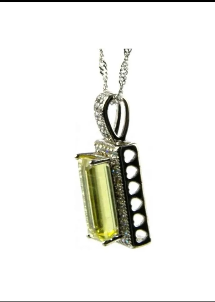 Gold Coast Necklace 14k White Gold Plated Lemon Quartz NIB image indicator(2)