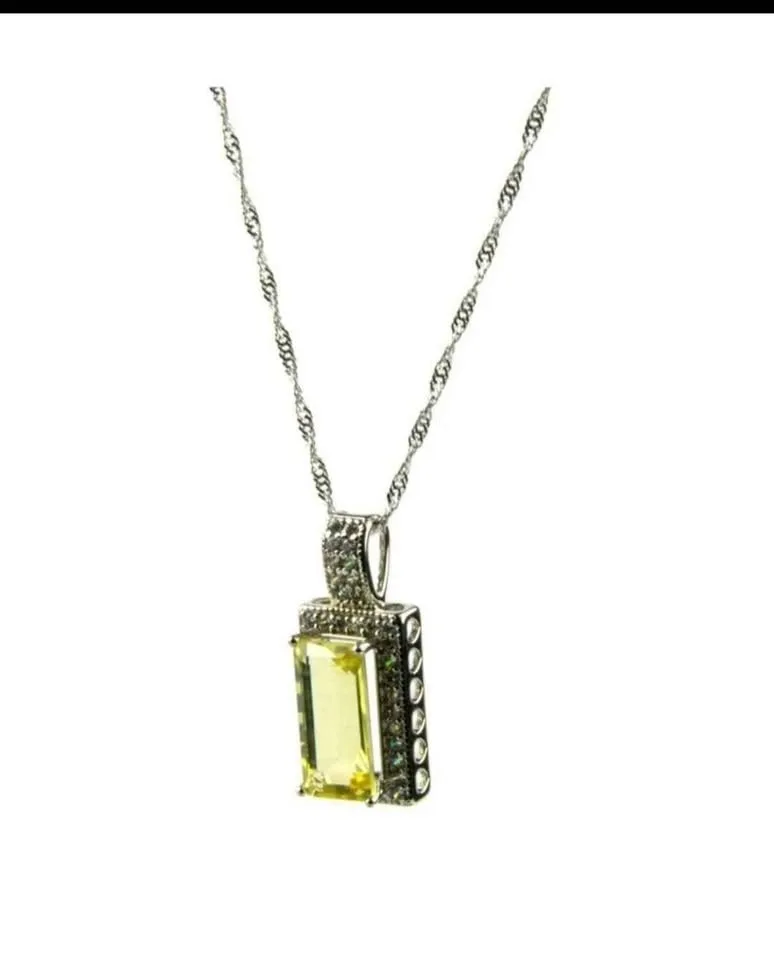 Gold Coast Necklace 14k White Gold Plated Lemon Quartz NIB image indicator(3)