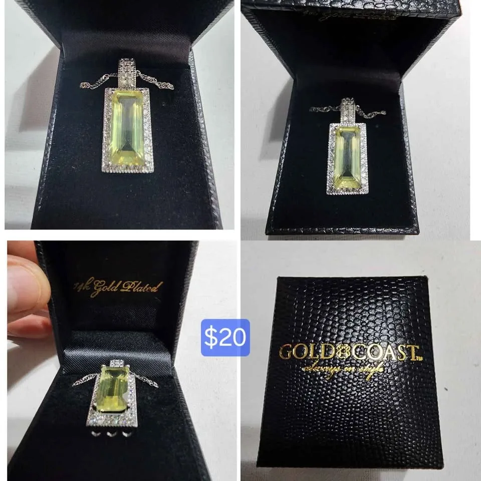 Gold Coast Necklace 14k White Gold Plated Lemon Quartz NIB image indicator(6)
