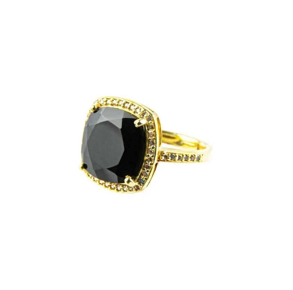 Cushion Cut Genuine Black Onyx Simulated Diamond Halo Ring Size image indicator(2)