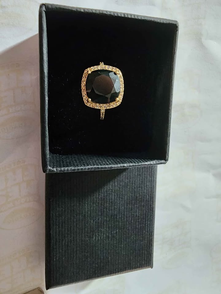 Cushion Cut Genuine Black Onyx Simulated Diamond Halo Ring Size - photo 4