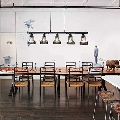 Farmhouse Pendant 5-Light Linear Chandelier image indicator(2)