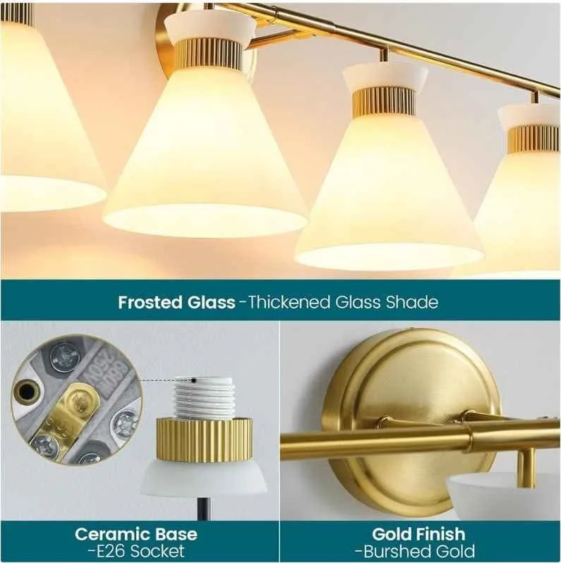 Brass Gold 4-Light Vanity Light Fixture image indicator(2)