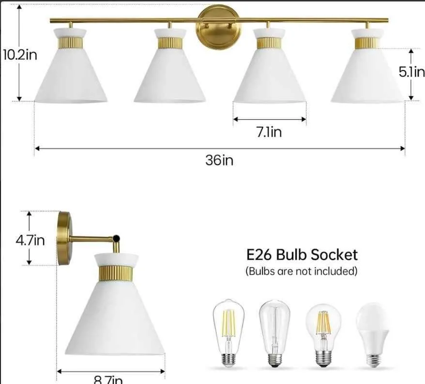 Brass Gold 4-Light Vanity Light Fixture image indicator(3)