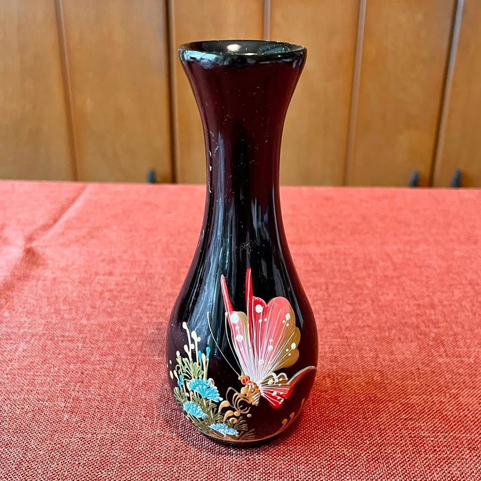 Vintage Bud Vase with Butterfly Design