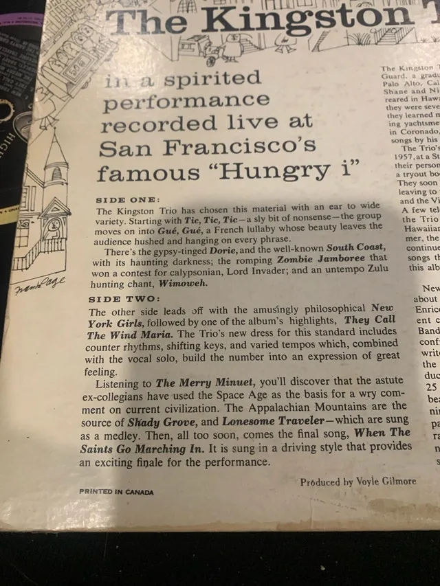 Kingston Trio Vinyl - the Hungry I (1959) rare, folk bluegrass image indicator(5)