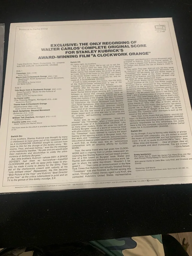 Walter Carlos Clockwork Orange Vinyl - Super Rare! image indicator(3)