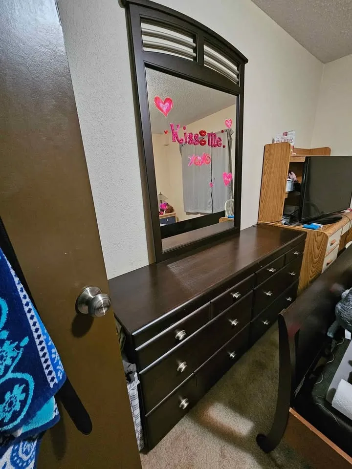 Queen Bed Frame and Dresser With Mirror image indicator(3)