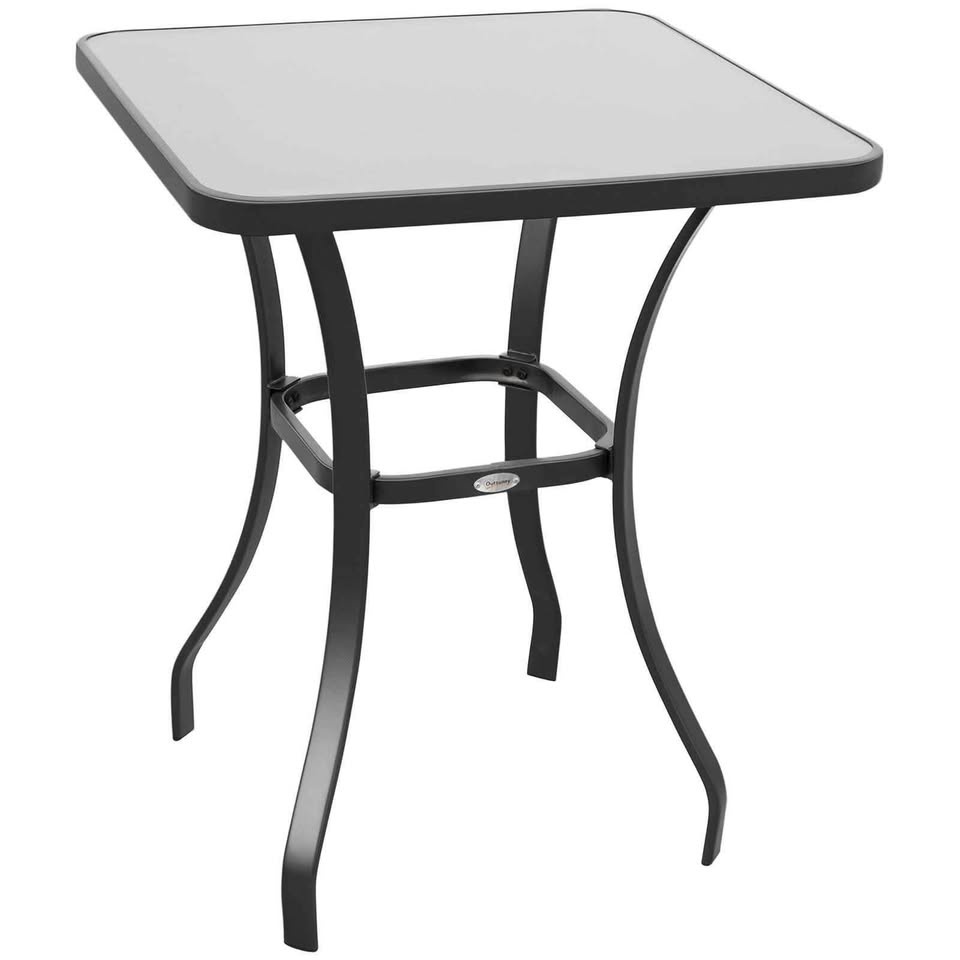 Outsunny 27" Patio Square Table with Tempered Glass Top - photo 2