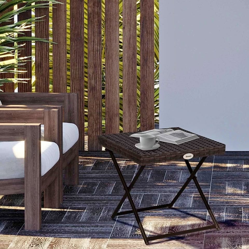 Outsunny Patio Wicker Coffee Table 15.75"x15.75"x15.75"