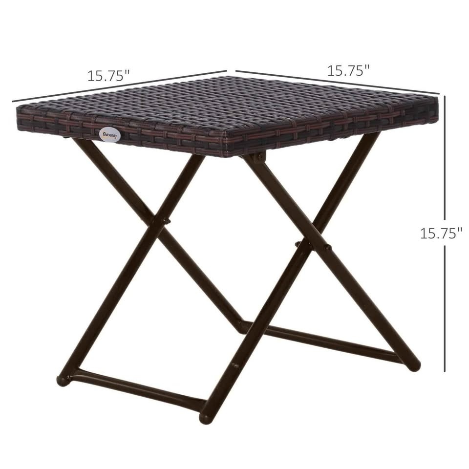 Outsunny Patio Wicker Coffee Table 15.75"x15.75"x15.75" - photo 3