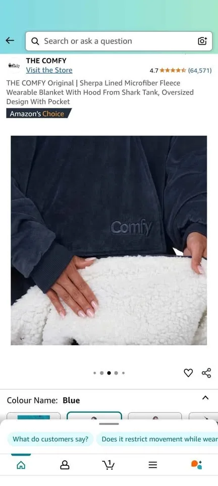 THE COMFY Original | Sherpa Lined Microfiber Fleece Wearable Bla image indicator(3)
