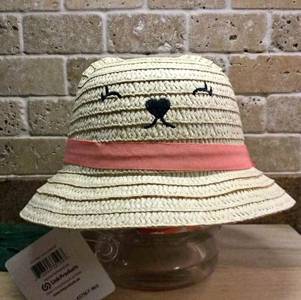 BNWT Toddler Girl Bear Straw Hat