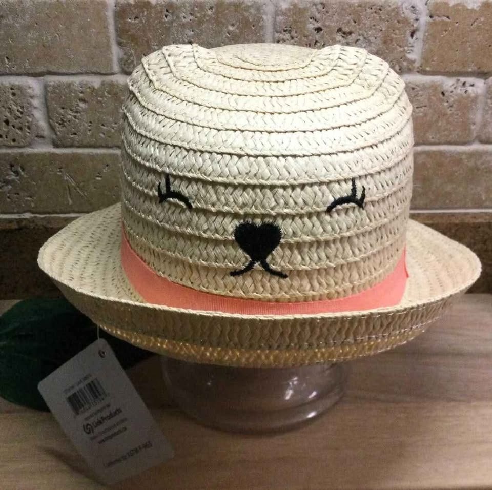 BNWT Toddler Girl Bear Straw Hat - photo 2