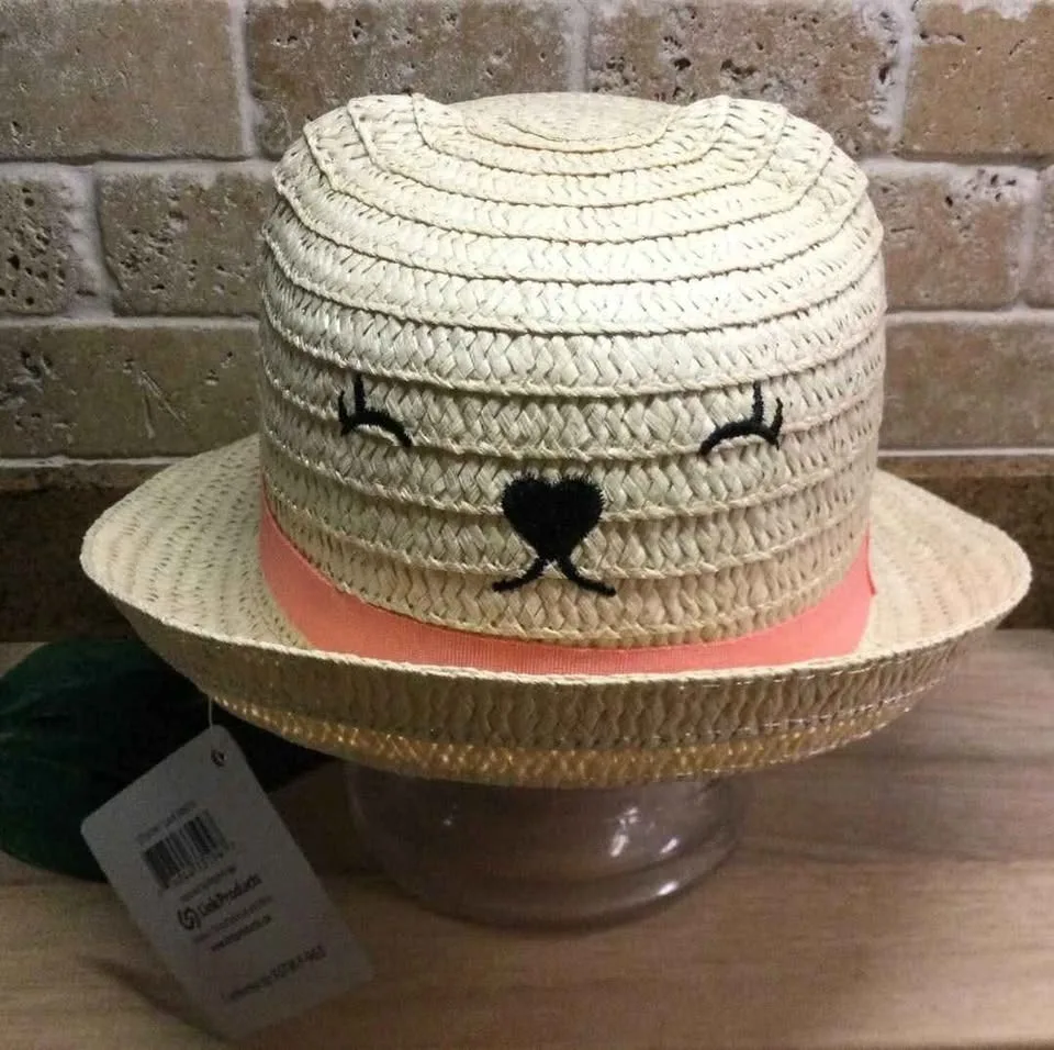 BNWT Toddler Girl Bear Straw Hat image indicator(2)